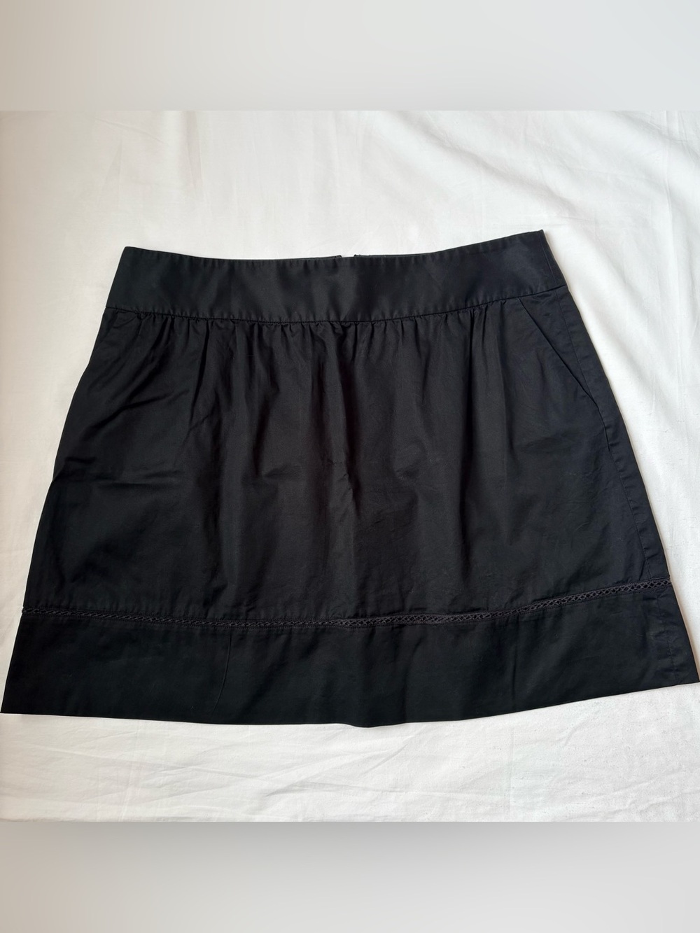 LOFT 100% Cotton Mini Skirt Black Size 14 Pockets